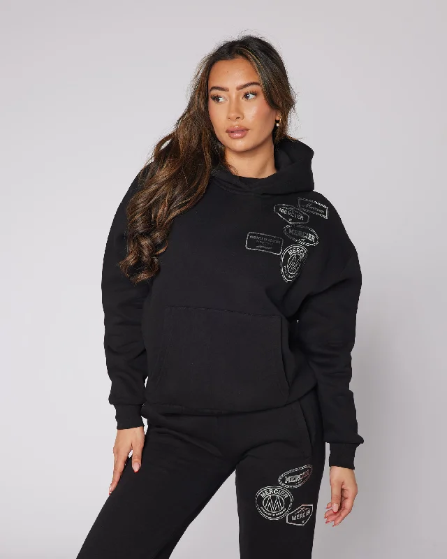 Buy Now Womens Black Metallic OG Badge Hoodie