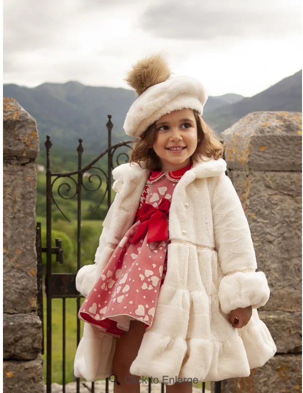 Deep Discounts ruffle dressCream Soft Faux Fur Coat