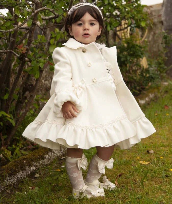 Act Fast party dressCream Wool Coat
