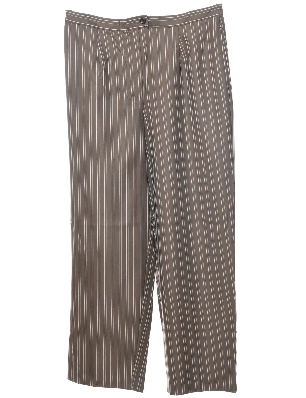 Online Exclusive comfortable zip jacketStriped Brown & White Tapered Trousers - W34 L29