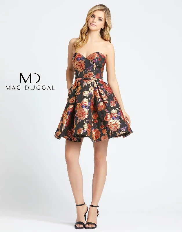 Sale Event tiered dressMac Duggal 67641 Short Strapless Floral Dress