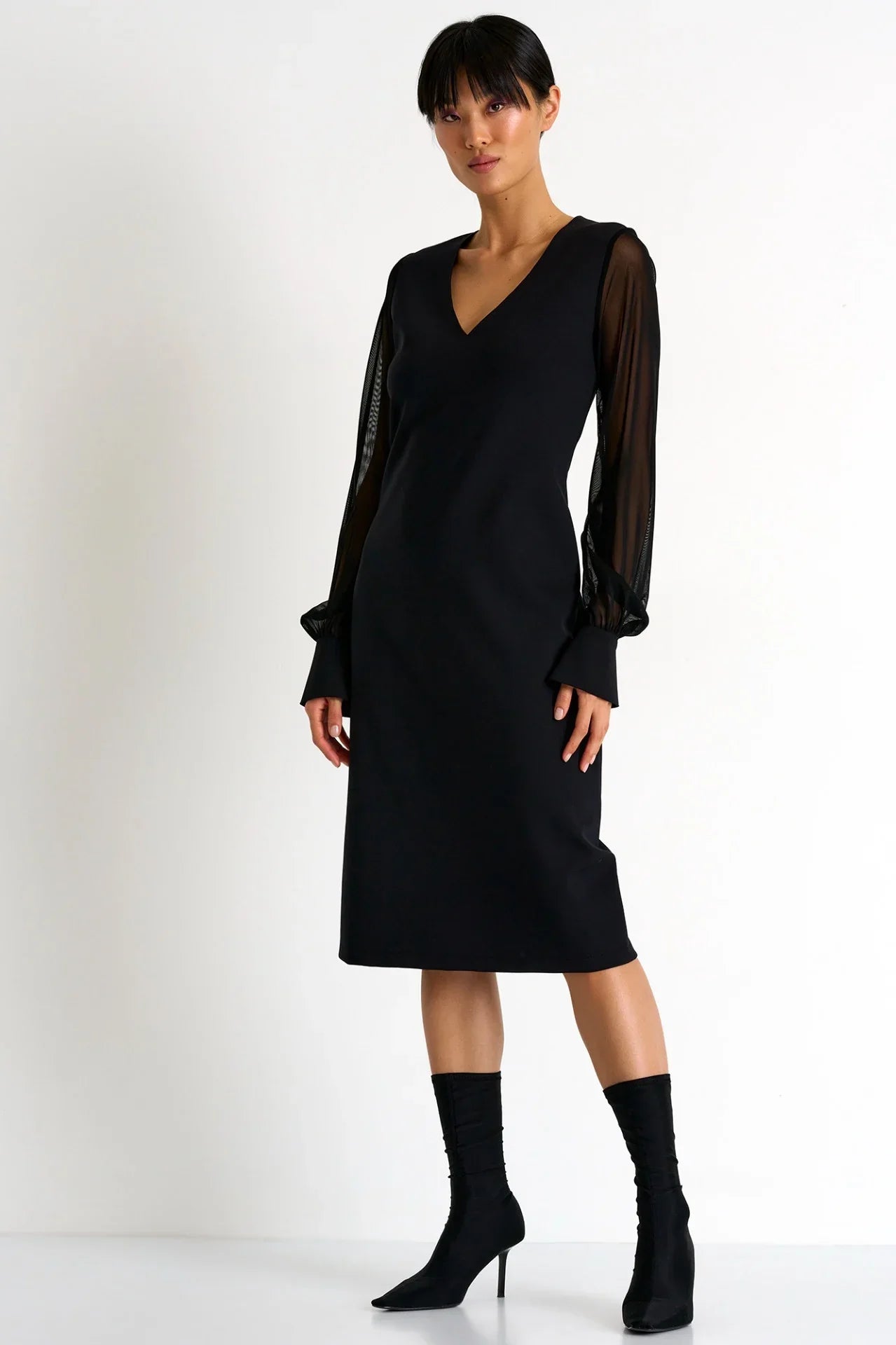 Steals and Deals flowy dressSheer Sleeve Elegant Dress - 52367-75-800