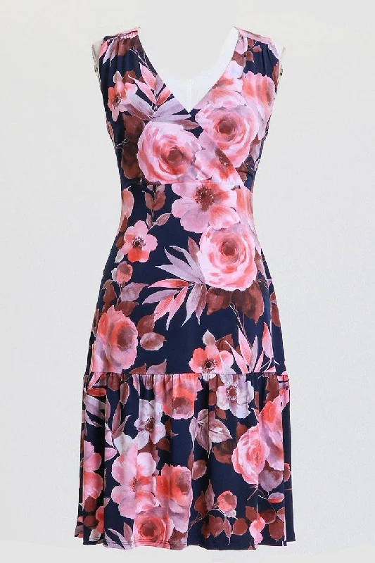 Daily Deals layered dressConnected Apparel Sleeveless Floral Short Day Dress