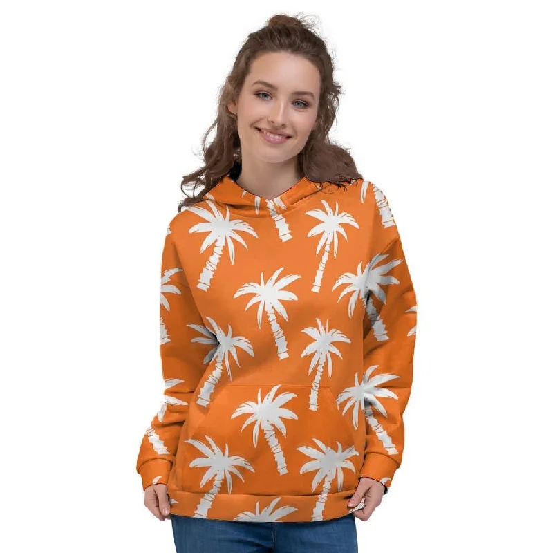 Don't Miss Orange Hawaiian Palm Tree Print Women's Hoodie
