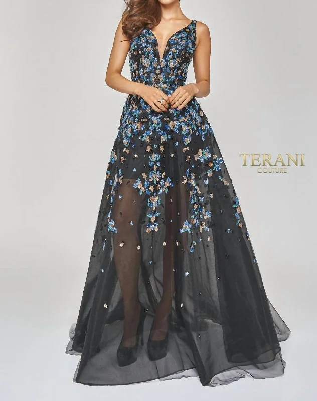 Epic Deals shift dressDeep V Neck Long Sequin Gown In Black