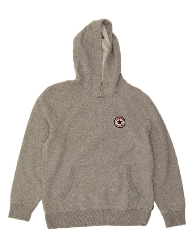 Instant Savings CONVERSE Mens Hoodie Jumper Large Grey Cotton