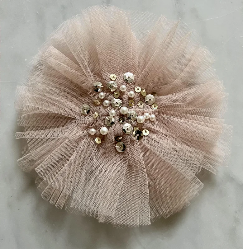 Price Drop off-the-shoulder dressSand Tulle Hair Clip