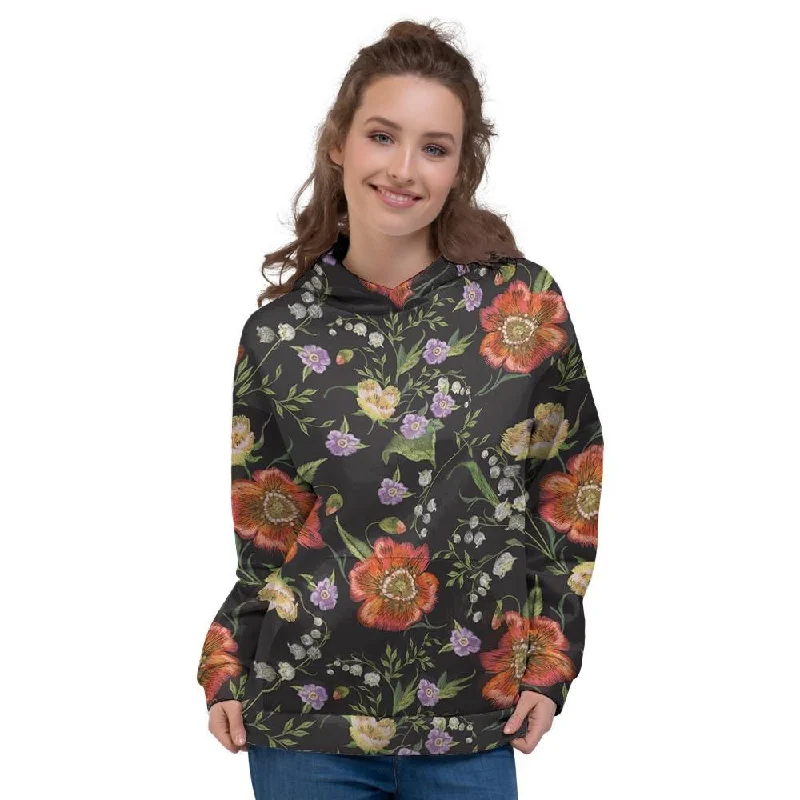 Discount Deals Poppy Floral Print Women's Hoodie