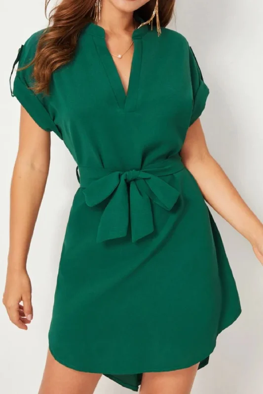 Deal of the Week statement dressTied Notched Short Sleeve Dress