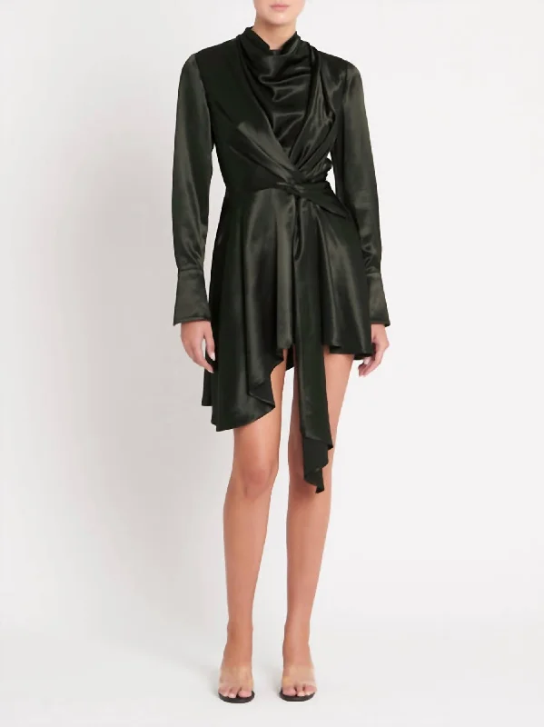 Deal of the Day draped dressSimmons Dress In Forest Green