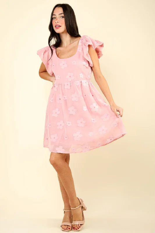 Closeout statement dressVERY J Flower Embroidered Organza Mini Dress