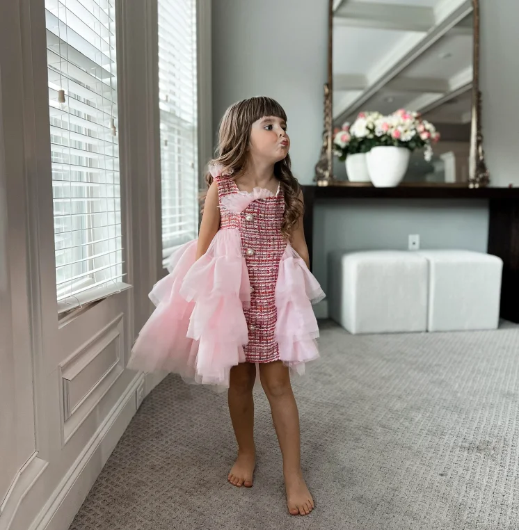 Final Clearance elegant dressKelly Pink Tweed Dress