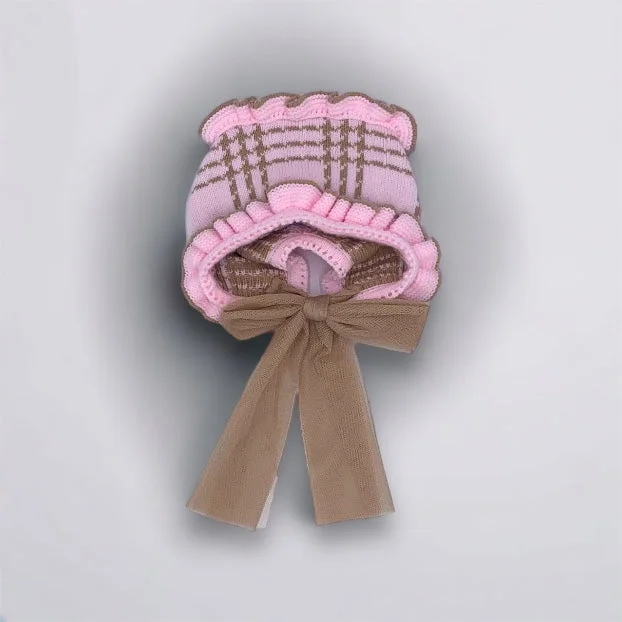 Special Promotion textured dressPink and Camel Winter Knit Bonnet