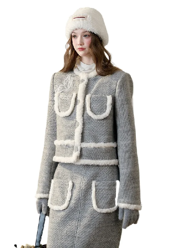 Mega Deal athletic jacketGalaxy Embroidered Wool Tweed Coat & Skirt Set
