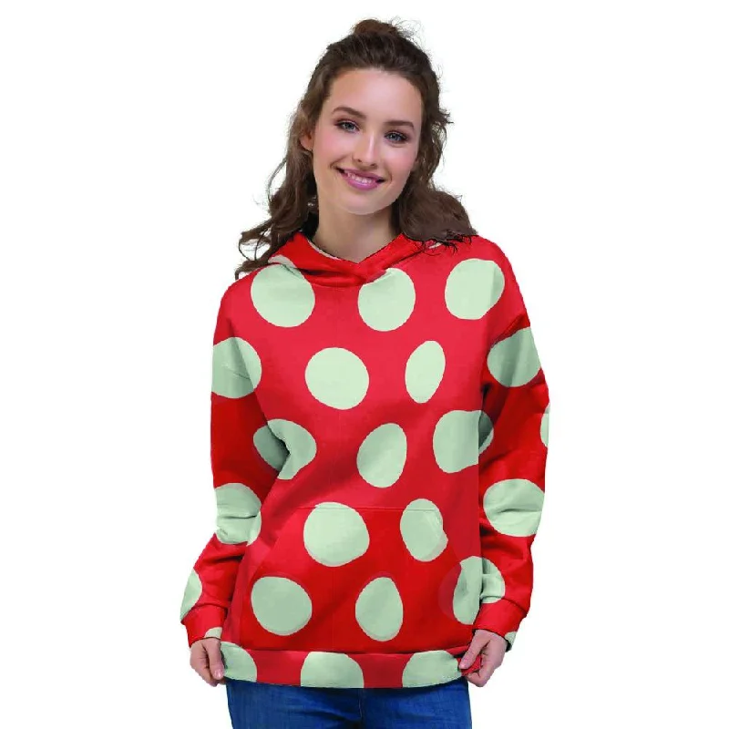 Big Savings Red And White Polka Dot Women's Hoodie