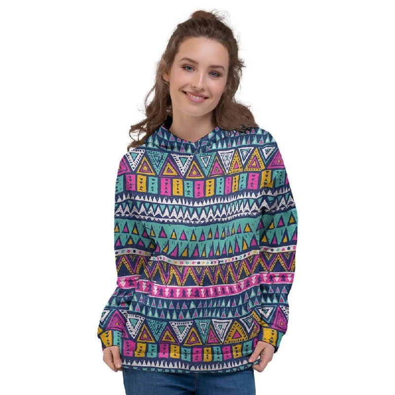 Unbeatable Prices Multicolor Native Aztec Trippy Striped Women's Hoodie