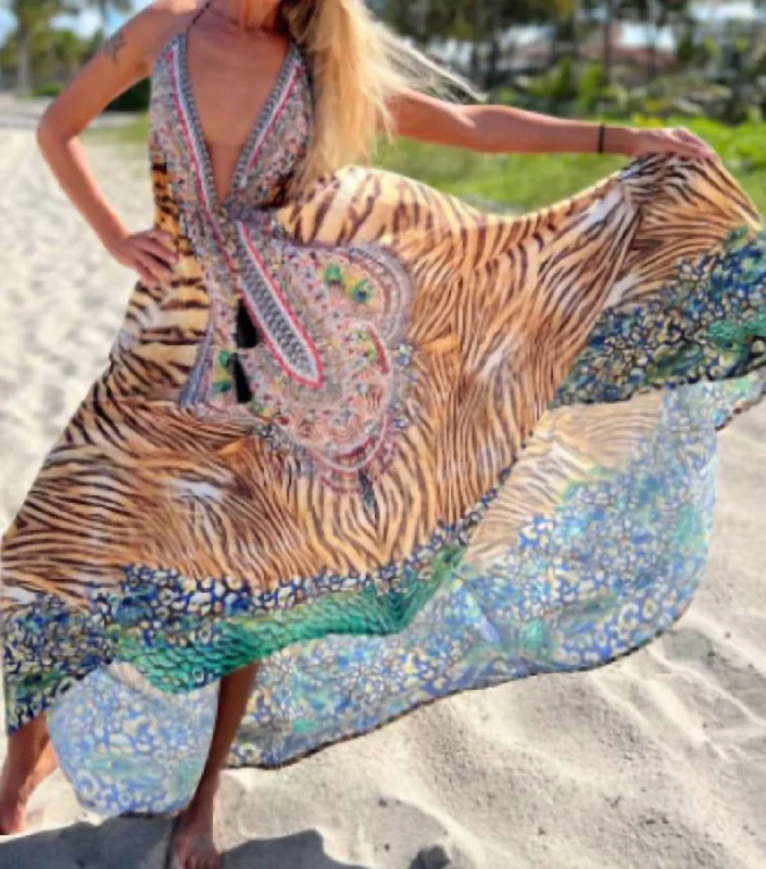 Markdown Madness party-ready dressBoho Chic Halter 3 Way Maxi Dress In Animal Print