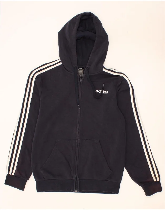 Weekend Flash Sale ADIDAS Mens Zip Hoodie Sweater Small Navy Blue Cotton