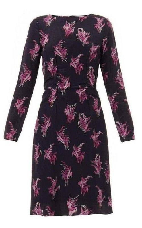Lowest Price v-neck dressFloral Print Silk Dress
