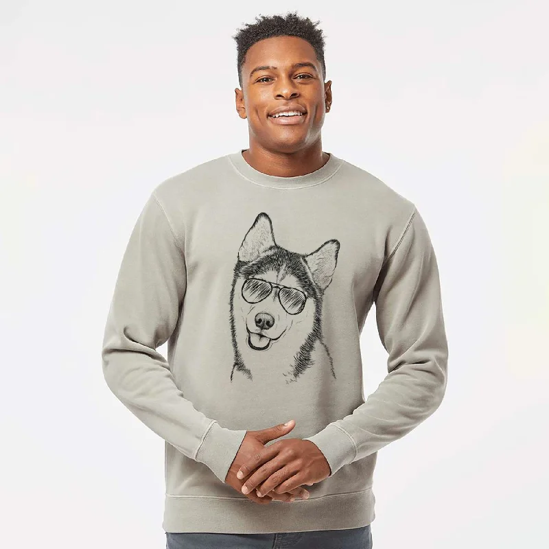 Price Cut sleek sports hoodieAviator Remmie the Siberian Husky - Unisex Pigment Dyed Crew Sweatshirt Price Cut sleek sports hoodieAviator Remmie the Siberian Husky - Unisex Pigment Dyed Crew Sweatshirt