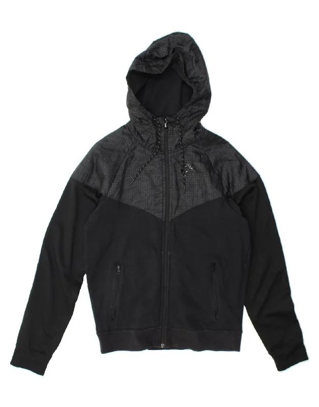 Discount Days NIKE Mens Zip Hoodie Sweater Small Black Colourblock Cotton