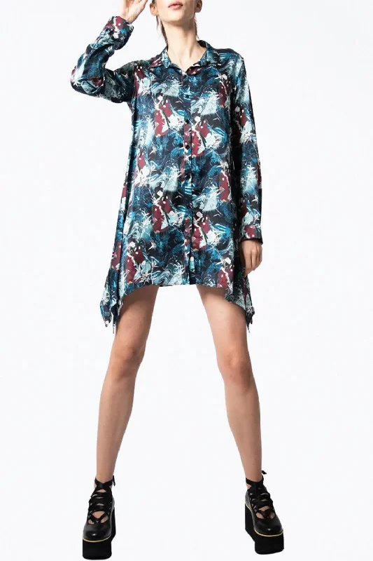 Super Bargain backless dressModern Love Silk Charmeuse Mini Shirt Dress In Blue