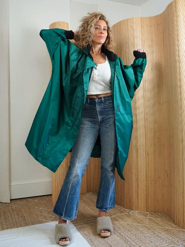 Price Drop zip-up jacket80's Emerald Green Slouchy Parka Coat