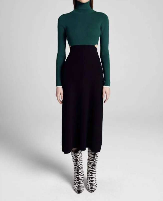 Best Bargains ruched dressLeander Dress In Evergreen/black