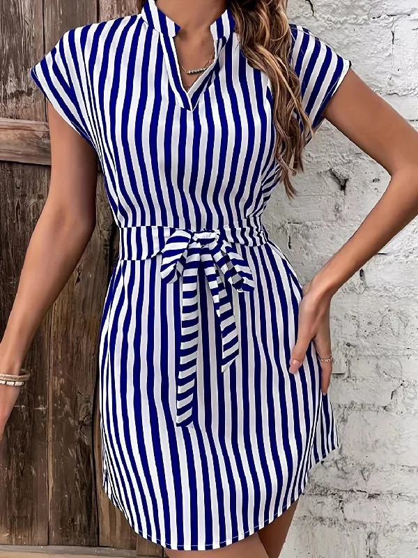 Clearance Event ruffle dressTied Striped Cap Sleeve Mini Dress