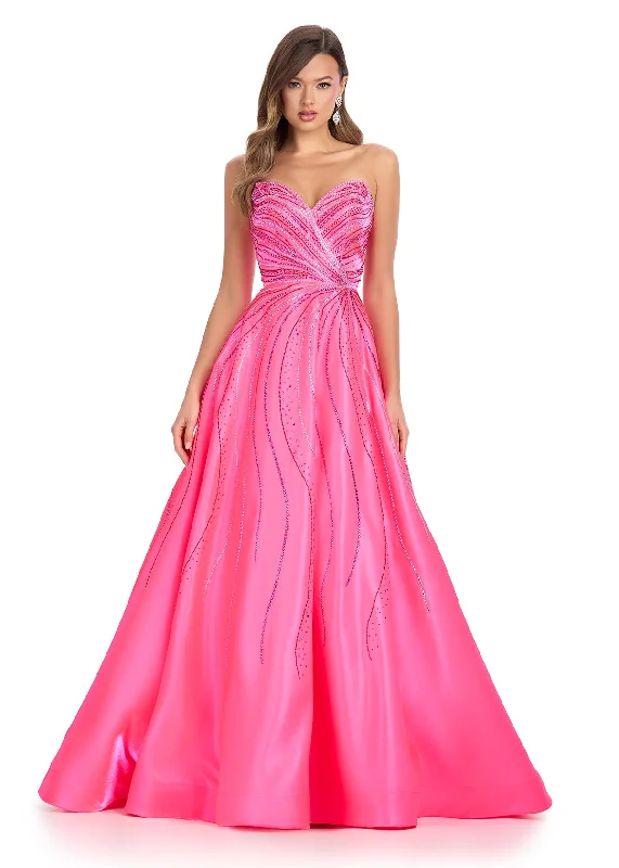 Buy More, Save More elegant maxi dressAshley Lauren 11869 Size 0 Hot Pink Long Shimmer Satin A Lone Prom Dress Crystal Pageant Gown Strapless