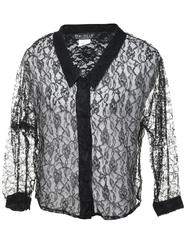 Quick Sale breathable jacketBlack Lace Blouse - L