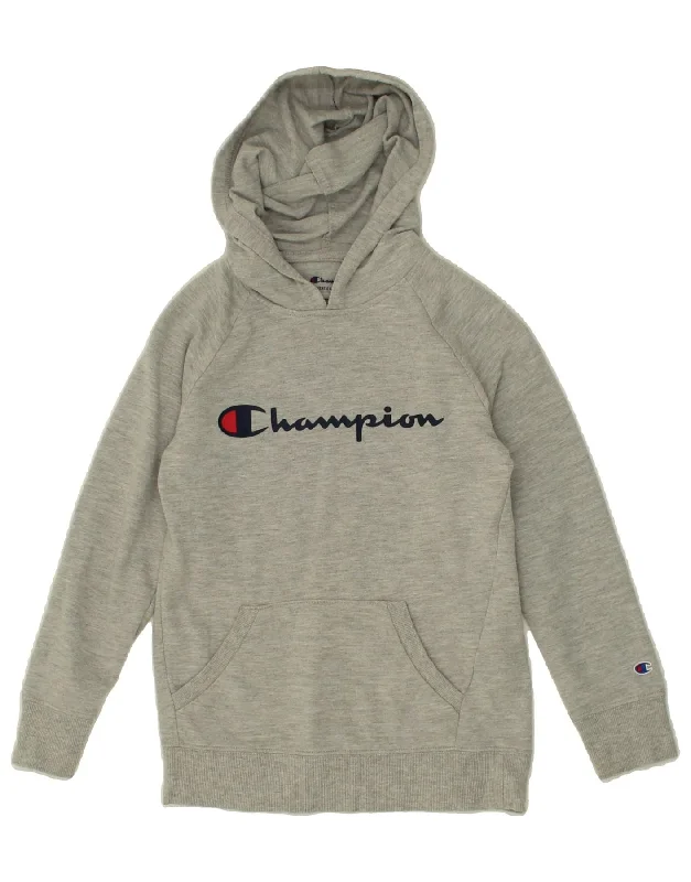 Bargain Blast CHAMPION Boys Graphic Hoodie Jumper 7-8 Years Small Grey Cotton