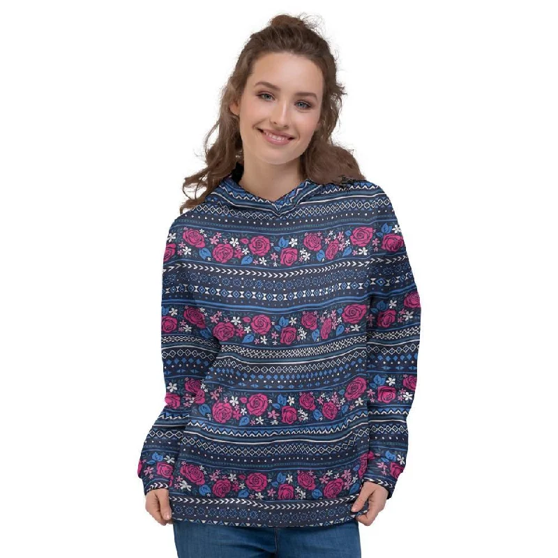 The Best Prices Pink Rose Tribal Aztec Women's Hoodie