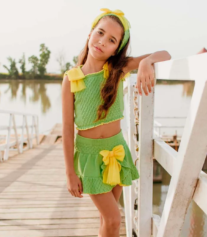 Huge Discounts structured dressGreen and Yellow Set