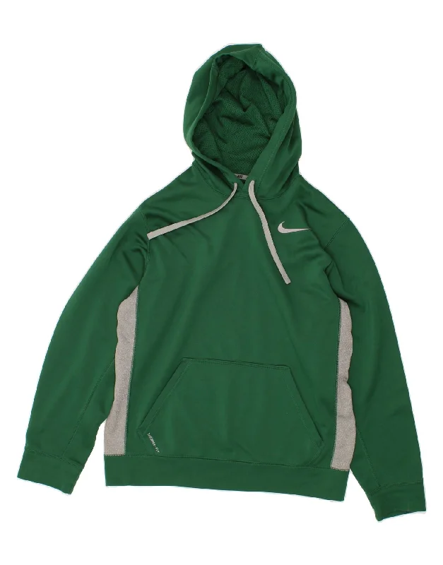 Buy More, Save More NIKE Mens Therma-Fit Hoodie Jumper Small Green Colourblock Polyester