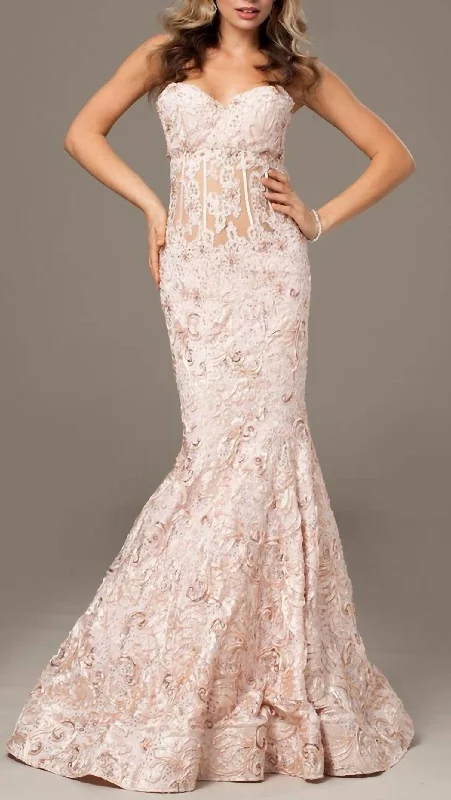 Weekend Flash Sale stylish party dressEvening Mermaid Dress In Blush