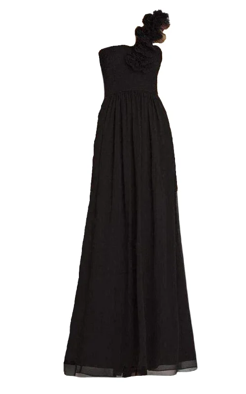 Seasonal Clearance mini dressBlack Silk Chiffon Patricia One Shoulder Dress