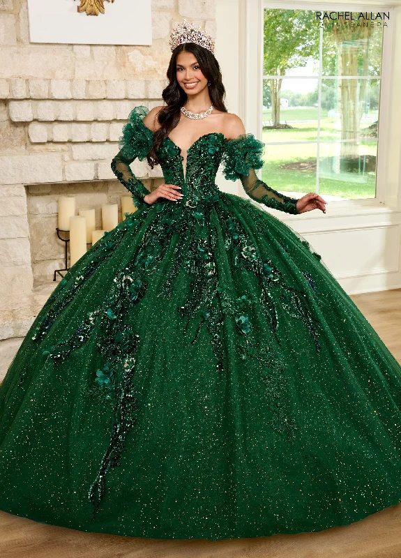 Deep Discounts fitted dressRachel Allan RQ2184 Long Quinceanera Detachable Sleeve Ball Gown