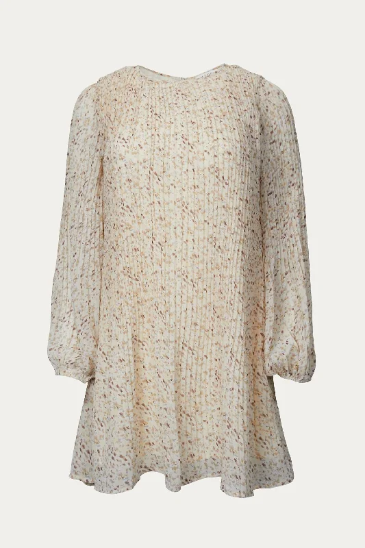 Exclusive Preview luxury dressFloral-Print Chiffon Tunic Mini Dress In Cream Floral