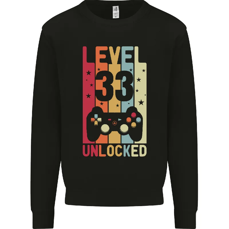 Seasonal Clearance fitted workout hoodie33rd Birthday 33 Year Old Level Up Gaming Mens Sweatshirt Jumper Seasonal Clearance fitted workout hoodie33rd Birthday 33 Year Old Level Up Gaming Mens Sweatshirt Jumper