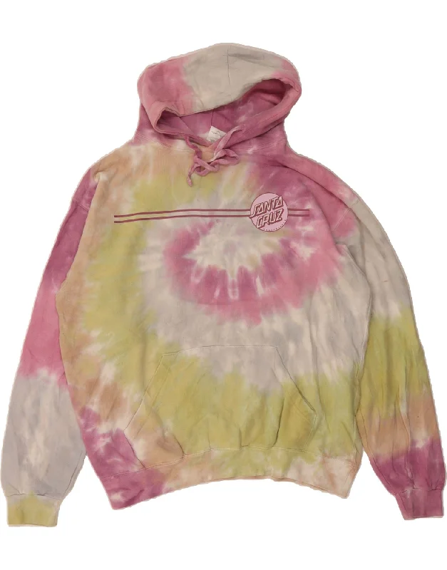 Mega Sale SANTA CRUZ Mens Hoodie Jumper Large Multicoloured Tie Dye Cotton