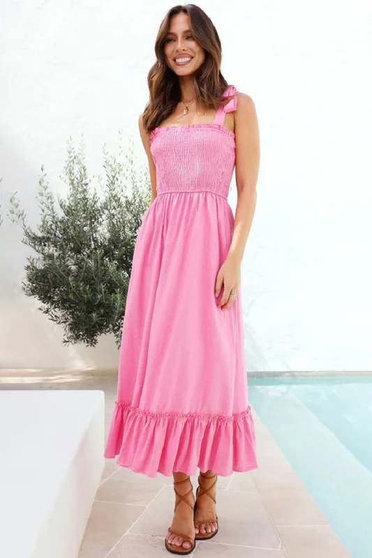 Price Rollback form-fitting dressRuffled Smocked Ruffle Hem Sleeveless Dress