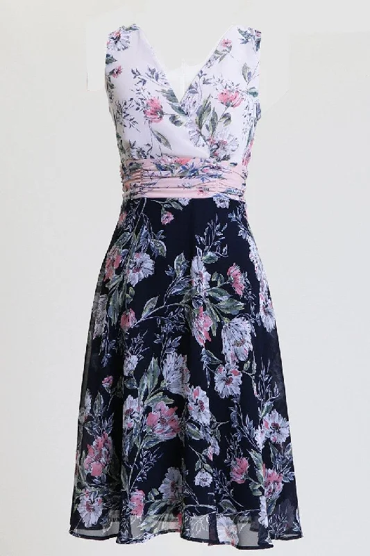 Special Discount floral wrap dressConnected Apparel Short Sleeveless V Neck Dress