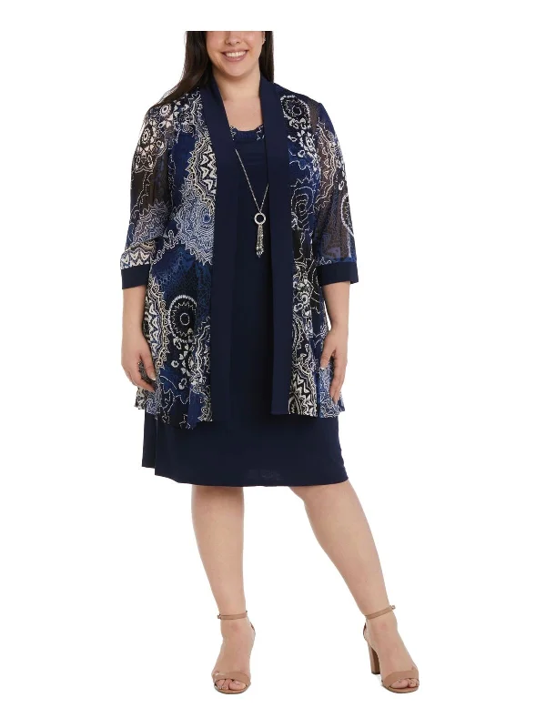 Price Fest wool dressNavy 18W R&M Richards 7883W Short Print Jacket Cocktail Dress