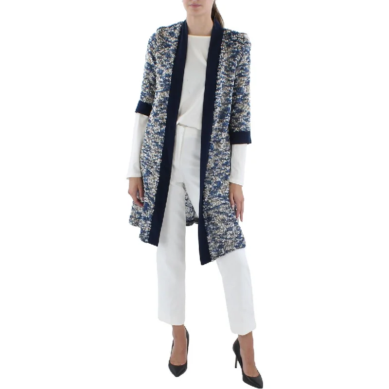 Loyalty Reward trendy casual jacketPetites Womens Knit Metallic Duster Blazer
