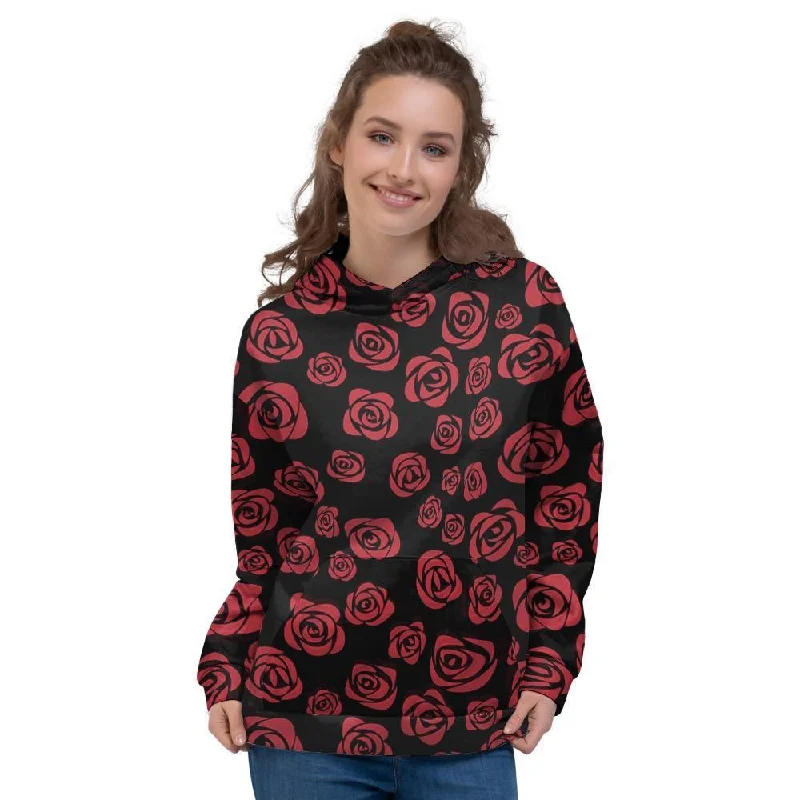 Super Sale Red Rose Floral Doodle Women's Hoodie