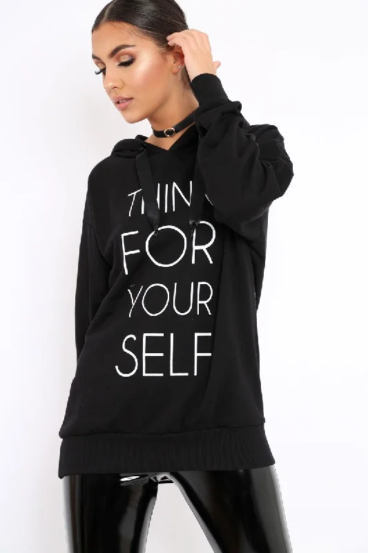 Season Finale Sale stylish crewneck pulloverBlack Think For Yourself Jumper - Acie