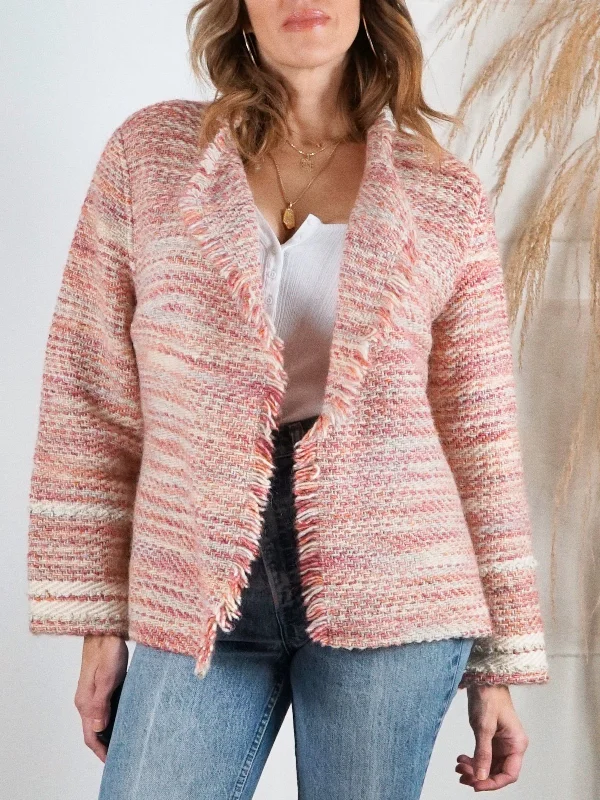 Major Savings premium outdoor jacketVintage Handloomed Pink Wool Jacket