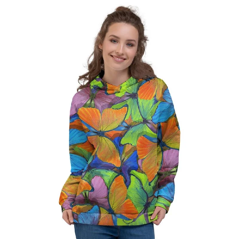 Fantastic Offers Multicolor Butterfly Print Women's Hoodie