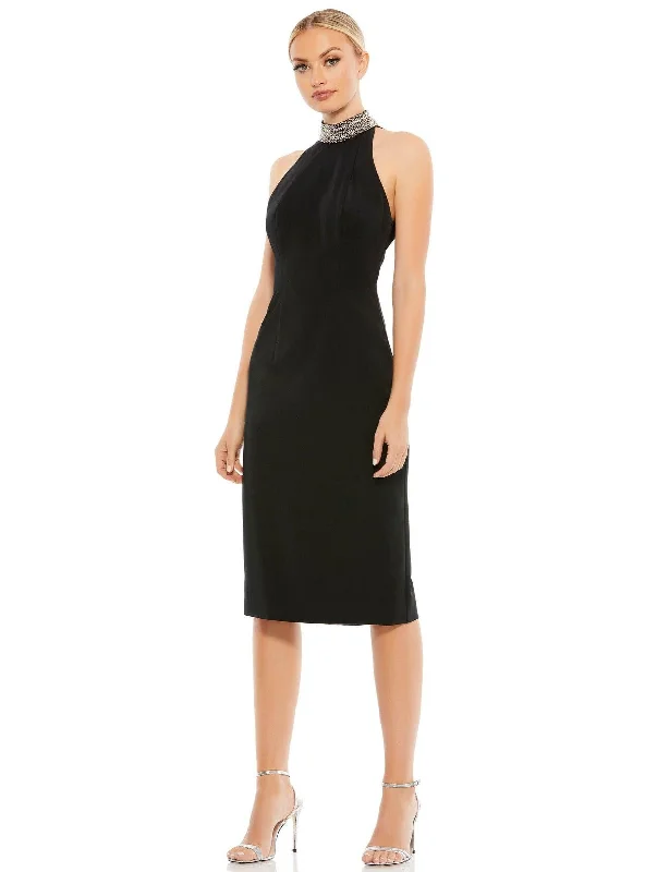 Super Deal one-shoulder dressMac Duggal 26682 Short Halter Beaded Cocktail Dress